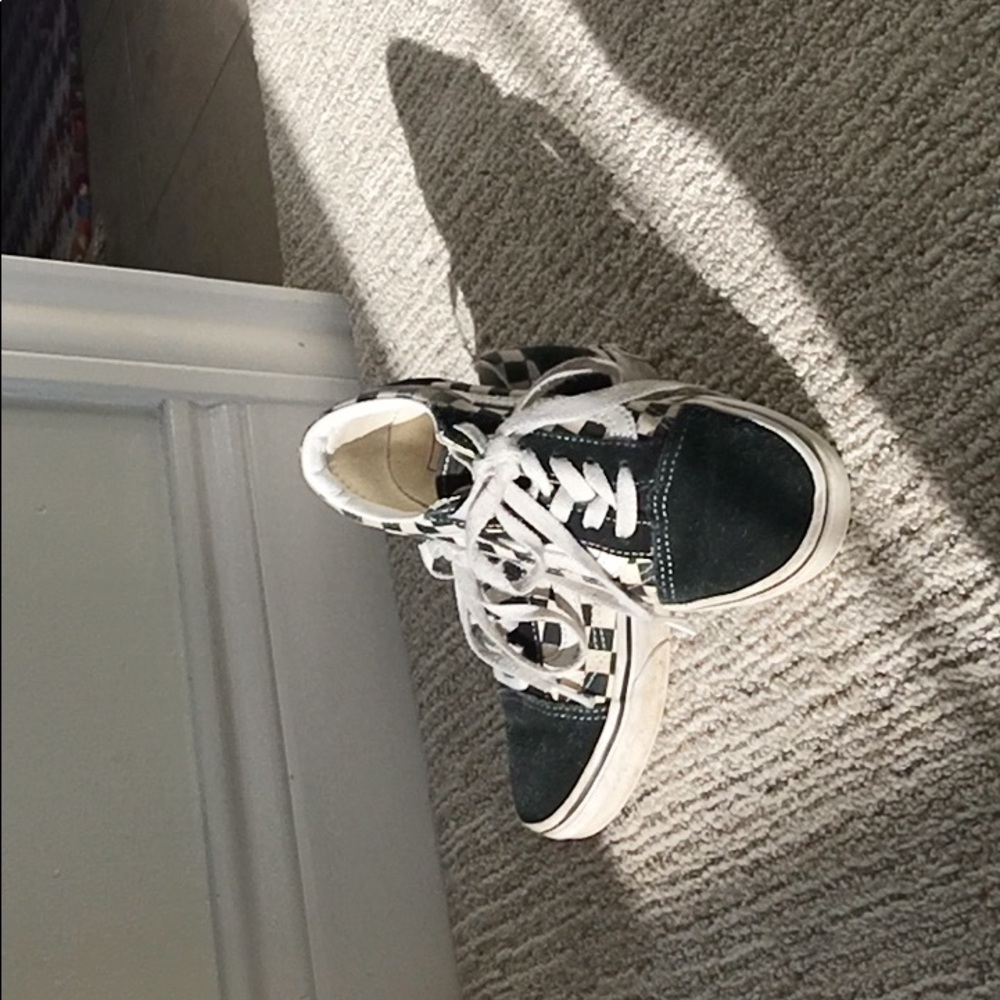 Checkered black and white old school vans